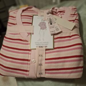 Victoria's Secret Pink and Red Thermal Pajama Set